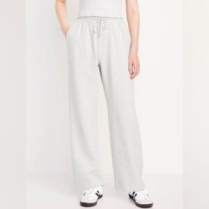 Old Navy Active Light Gray Wide Leg Pants Dynamic Fleece High Rise